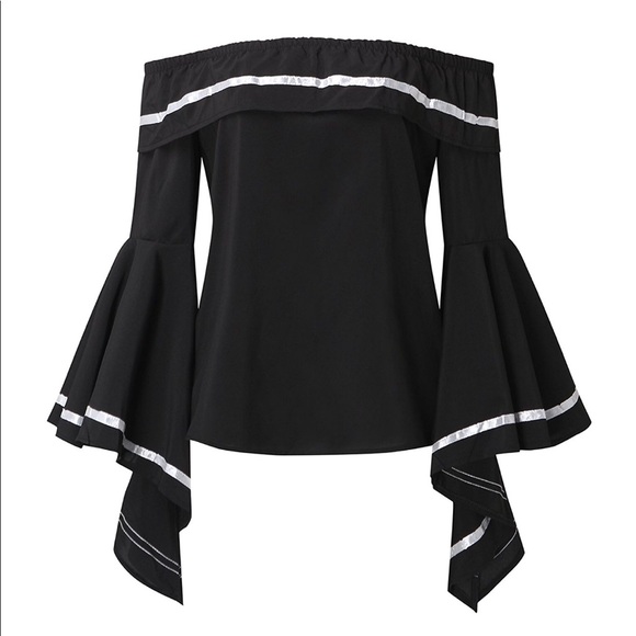 Women off shoulder sleeve ruffled top blouse - Picture 5 of 8